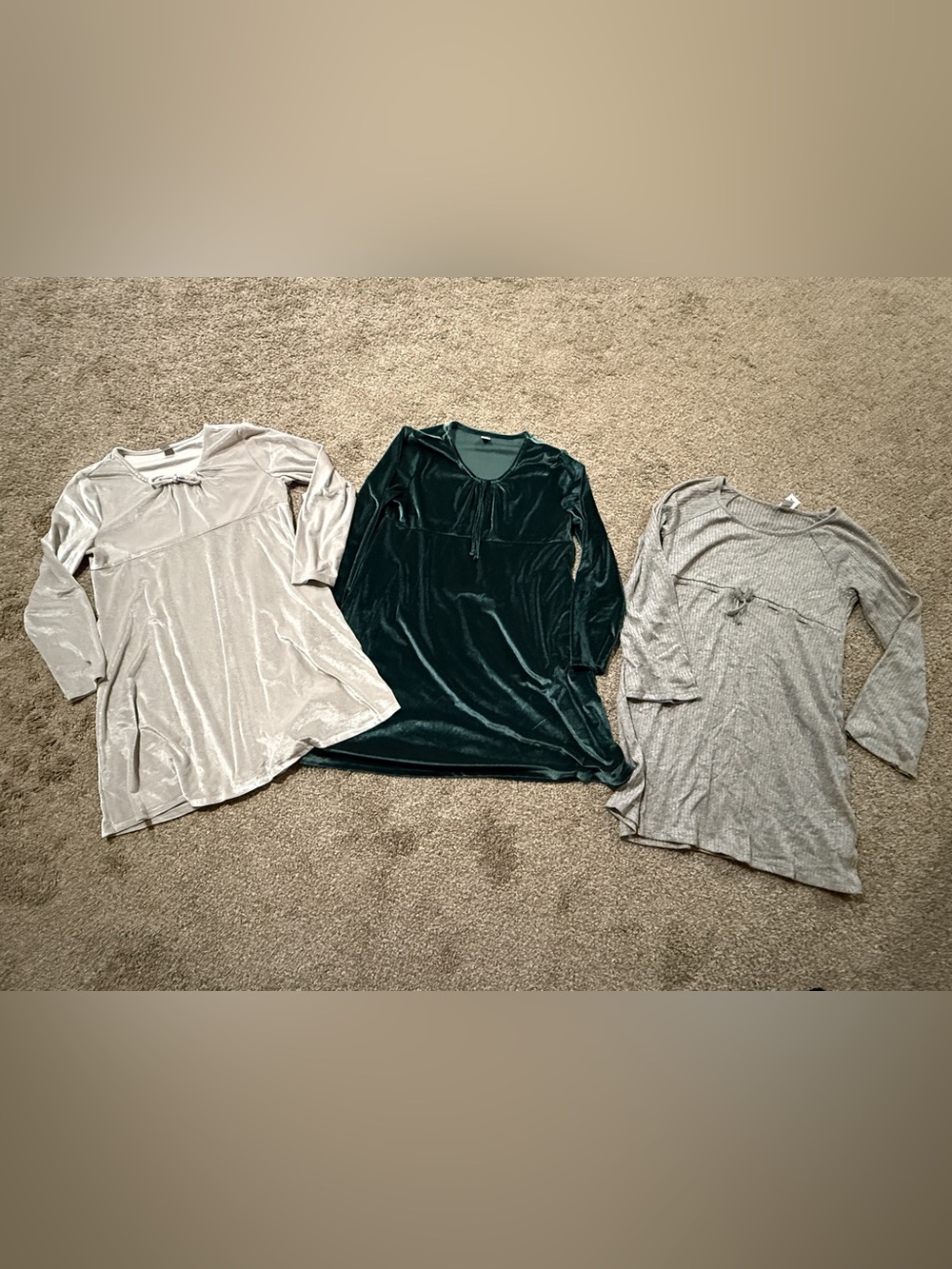 Old Navy Women's Tunic Trio - Silver, Dark Green, Light Gray
